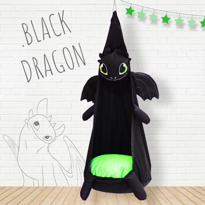 Подвесное кресло-кокон "Дракон Беззубик" ПОКАЧАЙКА  00-3831140 Черный Santreyd  - Вид №1