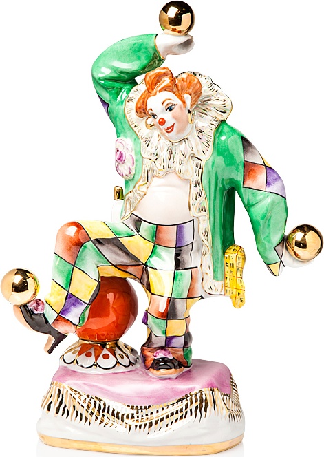 10618585 Мануфактуры Гарднеръ в Вербилках Фигурка 37см "Клоун с шаром" (Францъ Гарднеръ) Фарфор, Керамика 