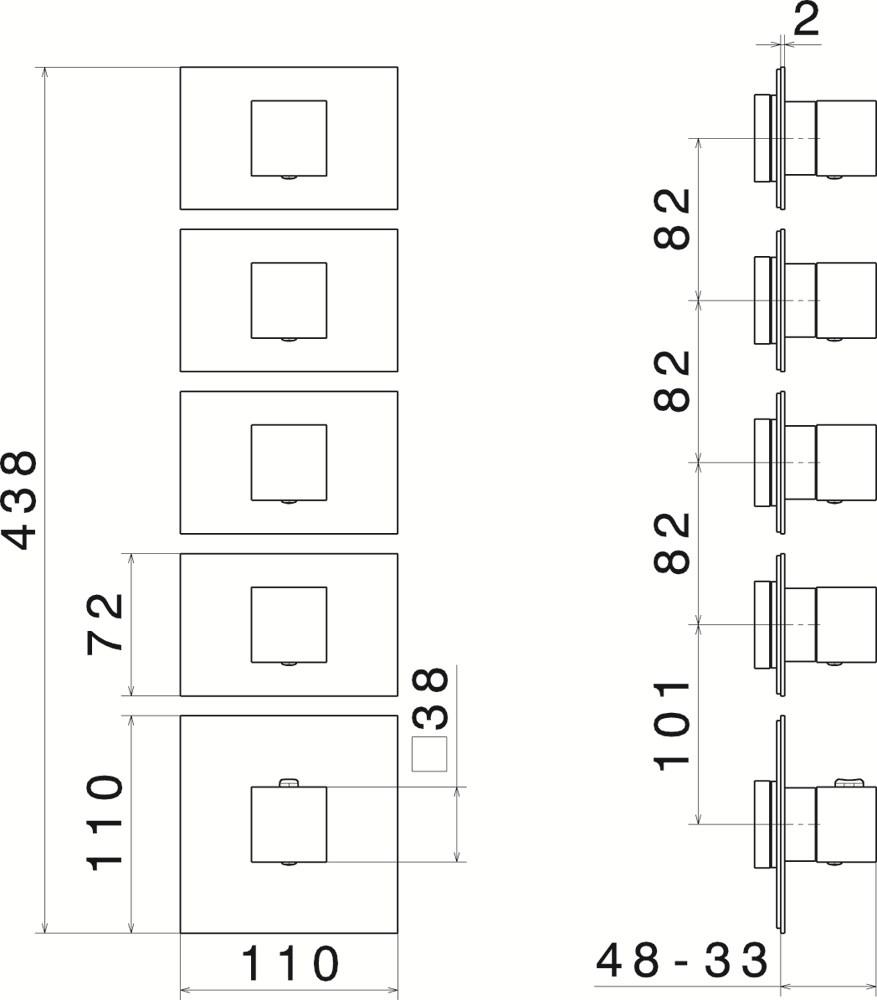 newform Термостатический смеситель для душа Termostatici multiutenza 4 uscite 67641e - Вид №1