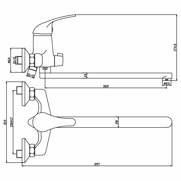 40-L35/K VECTOR  Смеситель универсальный  ARGO kran 40l35kvector - Вид №1