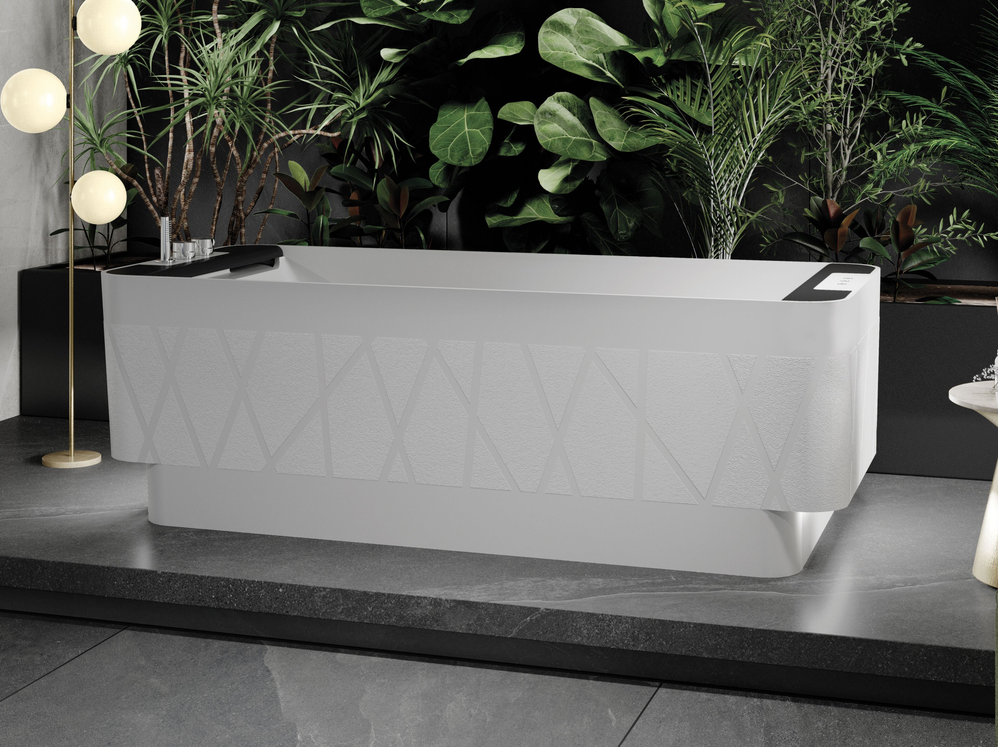 Прямоугольная ванна в центре комнаты с джакузи Kinedo Saphir ARCH-00068763