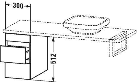 DS533501414 Шкафчик для консоли DuraStyle #DS5335 300 x 548 мм Терра, декор Duravit - Вид №1