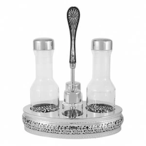 Бутылки для масла и уксуса с солонкой и перечницей 4 предмета серебро "Британи" REGENT БРИТАНИ 00-3946616 Прозрачный;серебро