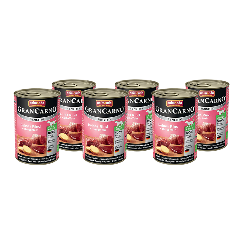 ПР0049488*6 Корм для собак GranCarno Sensitiv с чувствит. пищеварением, говядина, картофель 400г (упаковка - 6 шт) Animonda 