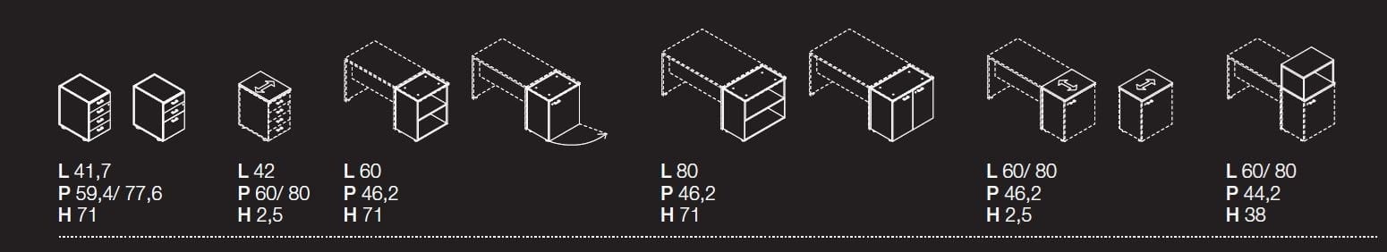 Секционный стол со встроенной полкой Las Mobili Oxi ARCH-00116126 - Вид №1