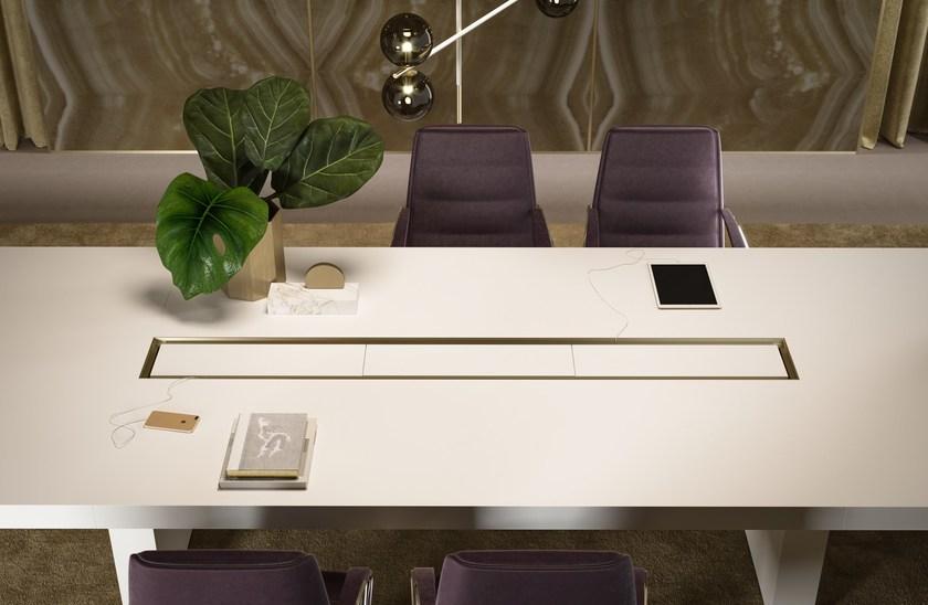 PROF Модульный деревянный стол для совещаний прямоугольной формы с системой прокладки кабелей Block 2.0 sun-id-1369355 - Вид №6