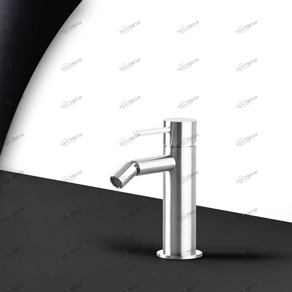 Смеситель для биде сталь глянцевая с белой ручкой Toki Radomonte TKS4LCIL11