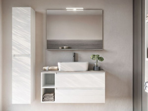 Деревянный подвесной умывальник с ящиками