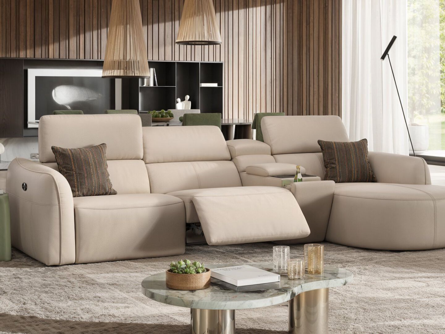 Кожаный диван с полуостровом Sofanella Милаццо ARCH-00125703 - Вид №3