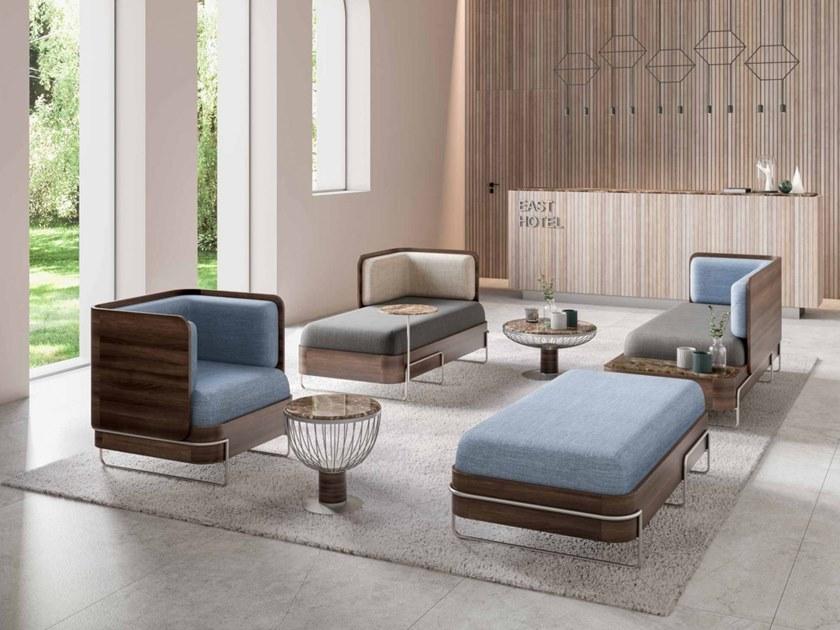 Momocca Модульная скамья со спинкой, обитая тканью Olga sun-id-1453689 - Вид №4