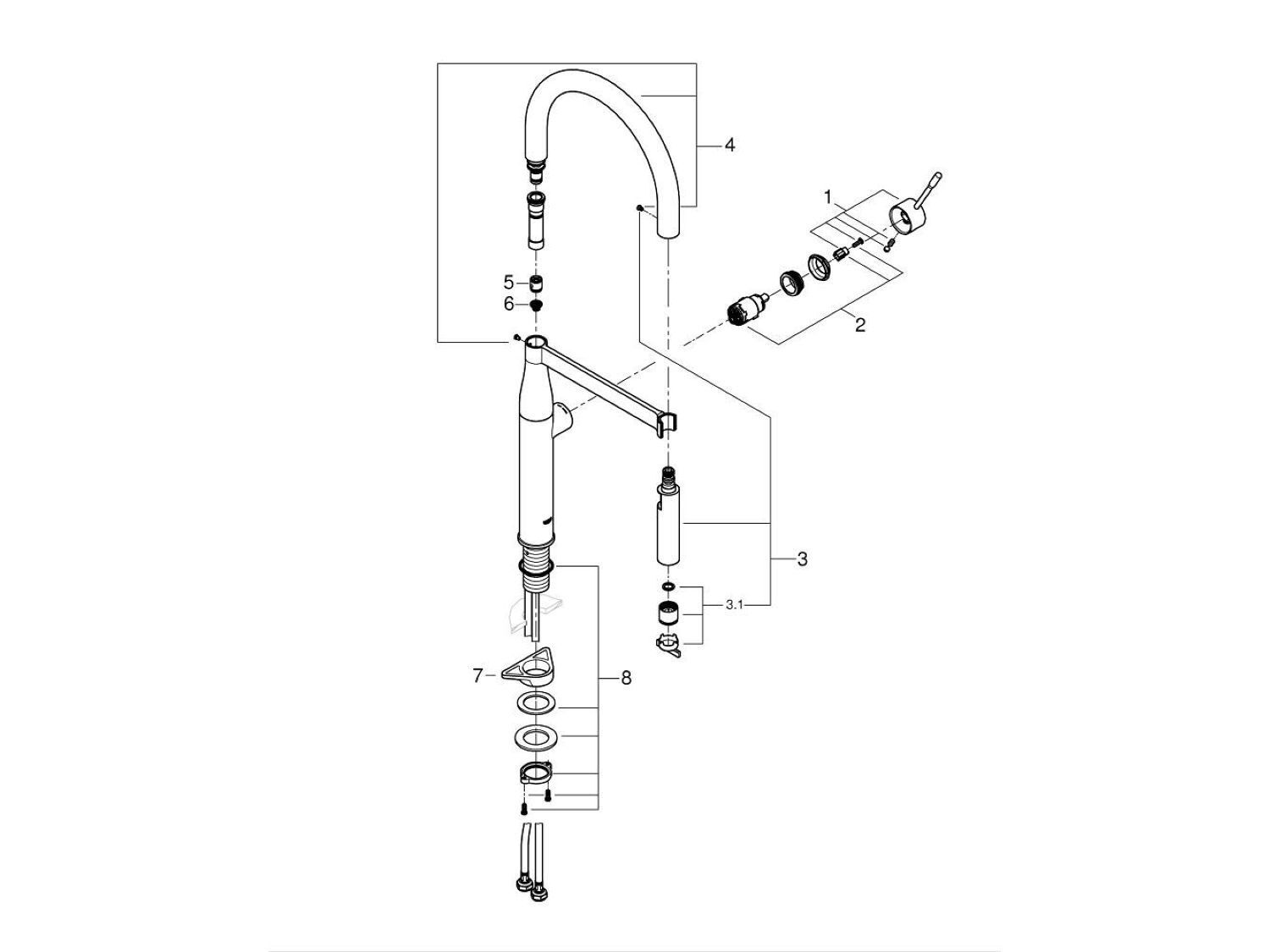 Смеситель для кухни с одной ручкой и ручным душем Grohe Essence New ARCH-00055015 - Вид №5