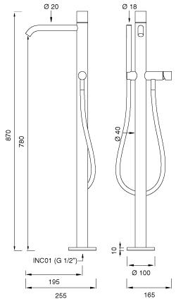 Ceadesign Напольный смеситель для ванны из нержавеющей стали с ручным душем Giotto plus Gio 97 - Вид №1