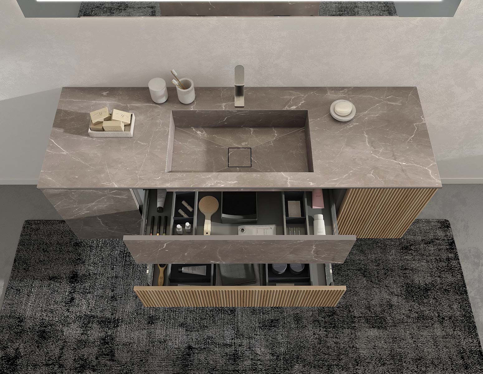 Деревянный подвесной умывальник со встроенным умывальником LEGNOBAGNO Re-Stretch ARCH-00087029 - Вид №1