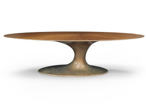 Овальный обеденный стол из стекловолокна и шпона