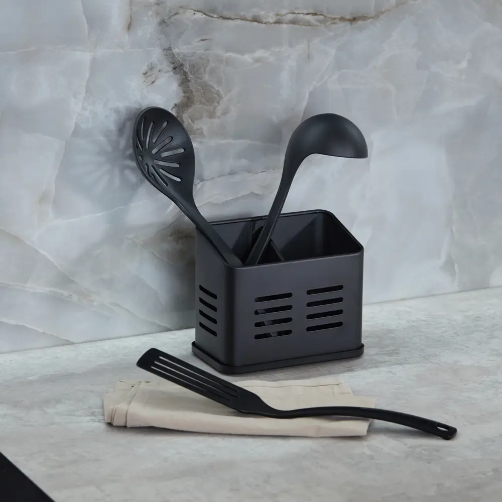 Подставка для приборов 15.8x9x13 см сталь цвет чёрный Santreyd STLM-2056821 - Вид №5