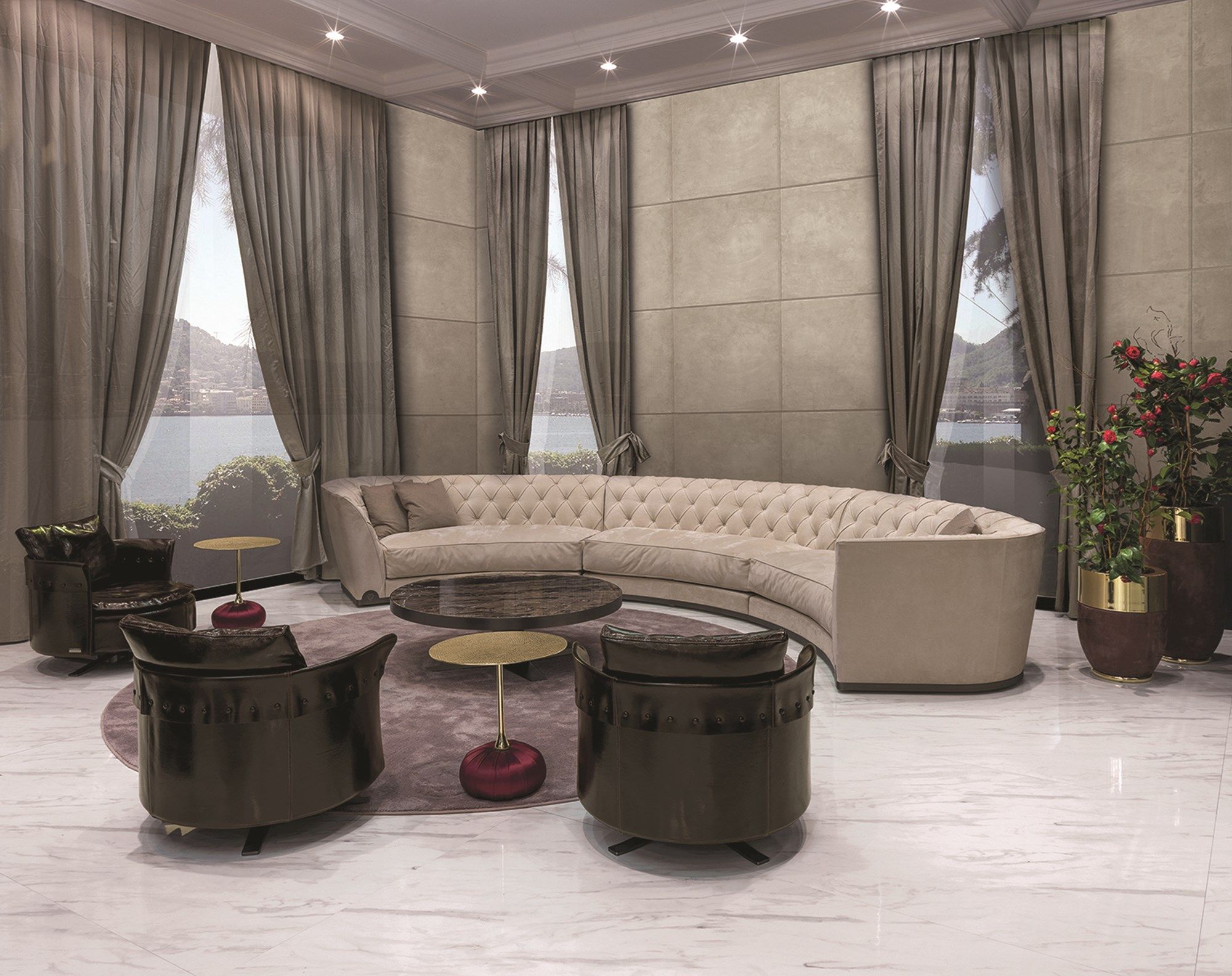 Круглый металлический журнальный столик Longhi Loveluxe ARCH-00063866 - Вид №1