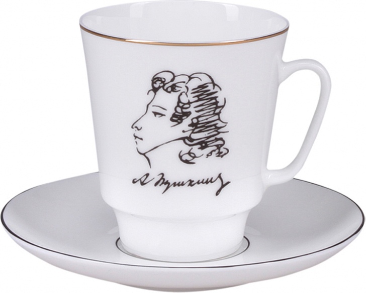 1047124 Императорский фарфоровый завод Чашка с блюдцем "Пушкин" "Майская" Фарфор костяной 
