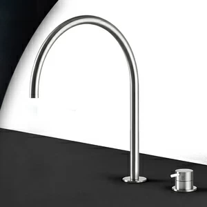 Смеситель для раковины сталь матовая с белой ручкой Toki Radomonte TKI33SCIL21