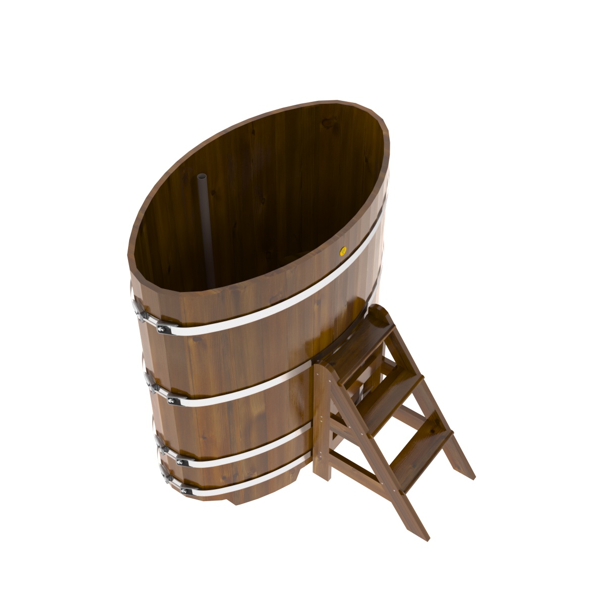 2269 Купель овальная из лиственницы Рустик 0,80х1,42х1,4 морёная Alyarus  - Вид №2