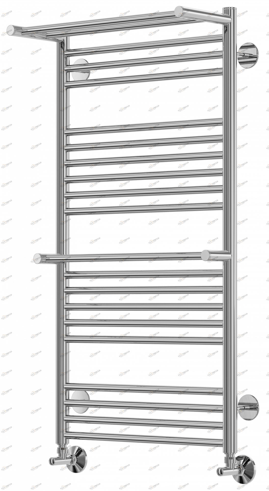 4660059582160 СТАНДАРТ Аврора c 2 полками П20 500х1010 (4+6+6+4) Полотенцесушитель TERMINUS RAL 9003 матовый