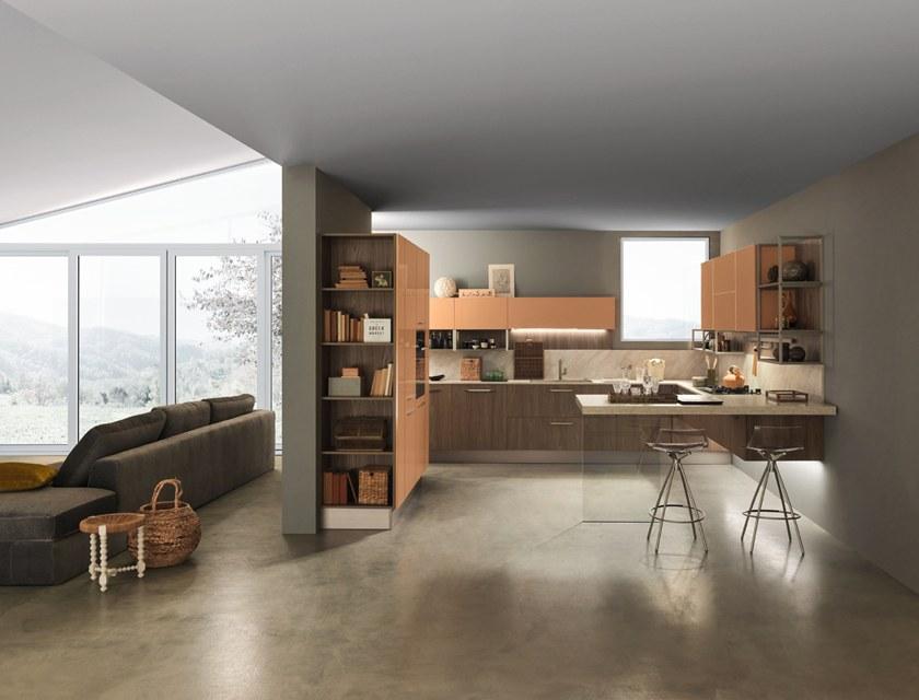 Febal Casa Кухня из лакированного ламината с полуостровом sun-id-1495725 - Вид №1