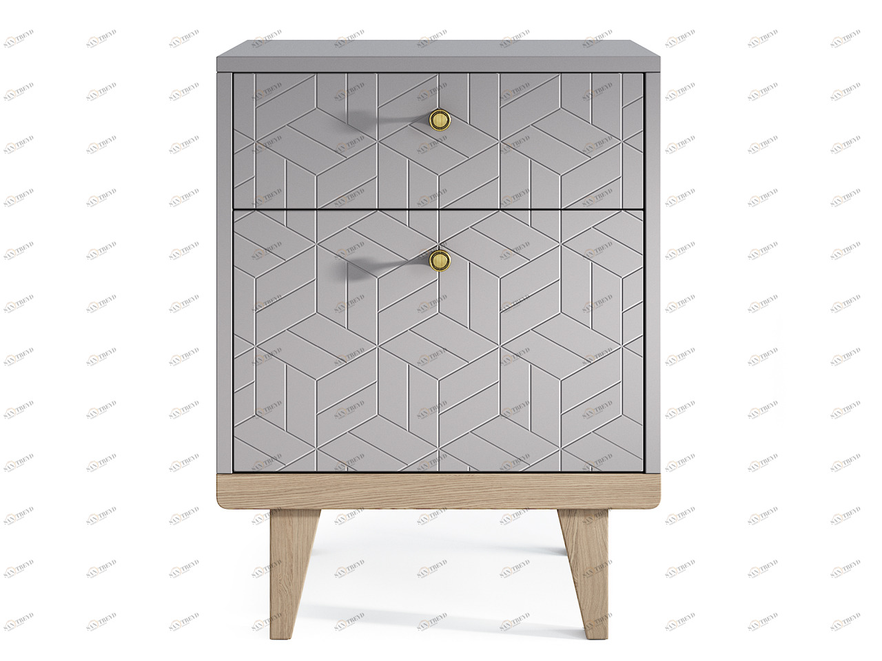 Тумбочка прикроватная для спальни с 2 ящиками серая Thimon THE IDEA  210327 Серый 