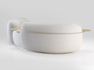 Изогнутый диван из ткани