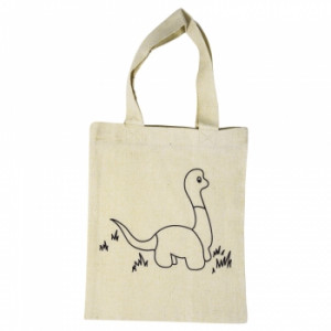 3863800 Заготовка для декорирования Сумка хлопковая, с контуром рисунка "Динозавр", 21х25 см, бежевый хлопок Rayher