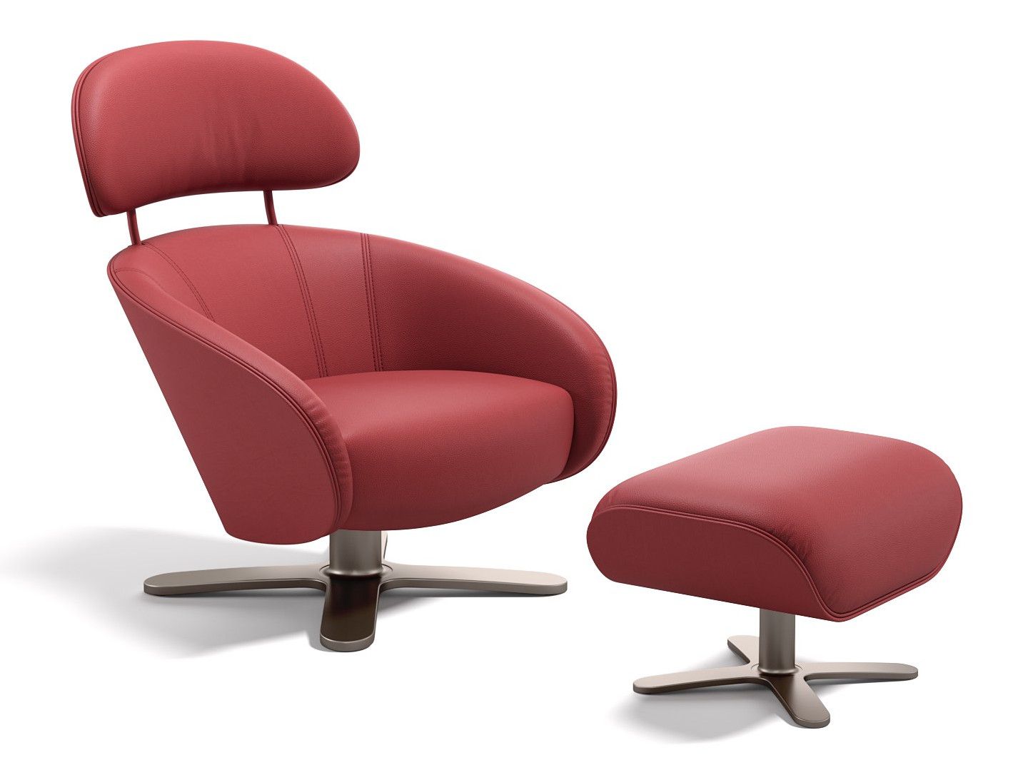 Кожаное вращающееся кресло с подлокотниками Sofanella Dolce ARCH-00006600