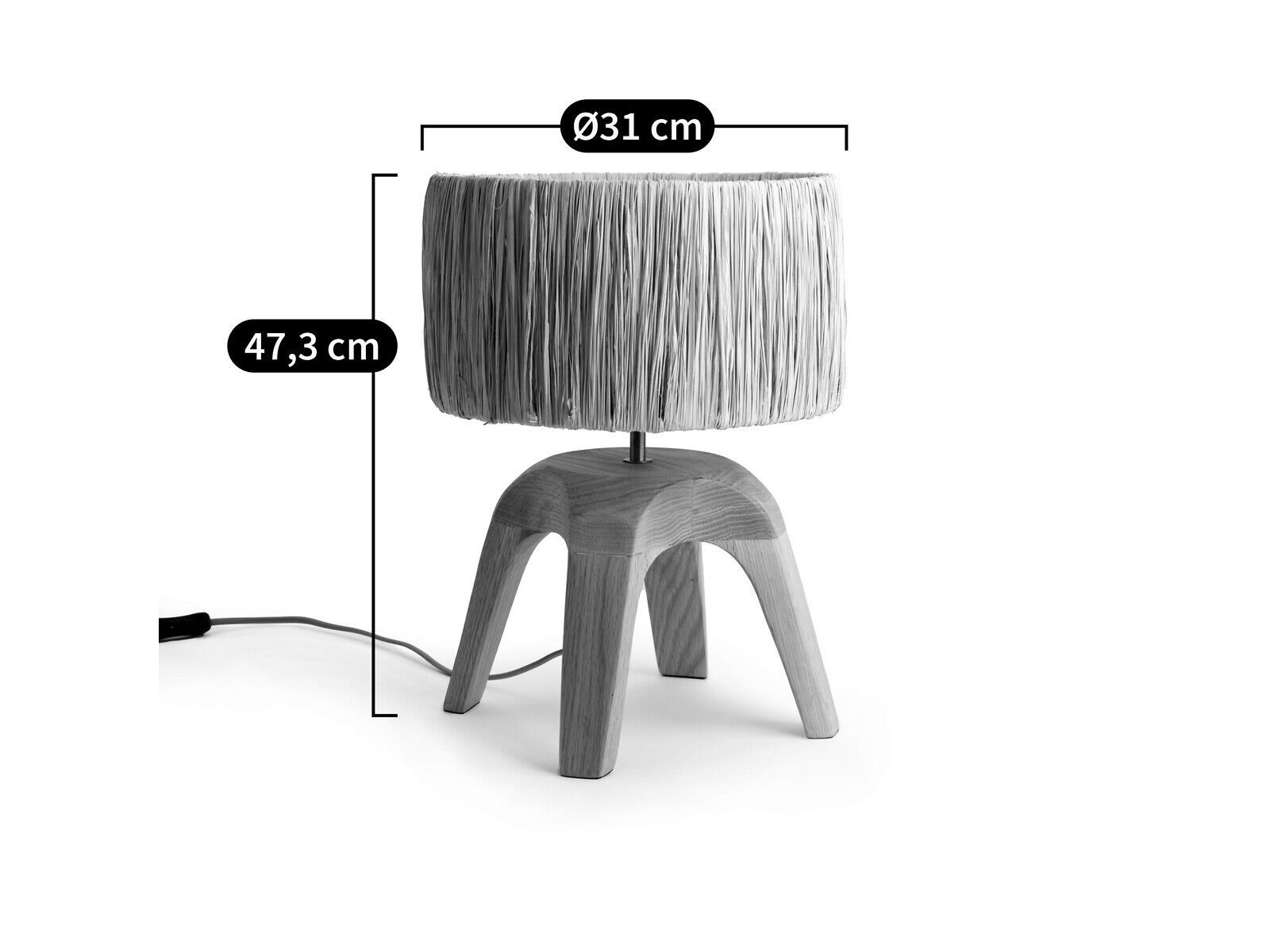 Настольная лампа из дуба и рафии AMPM LEONTI ARCH-00091553 - Вид №10