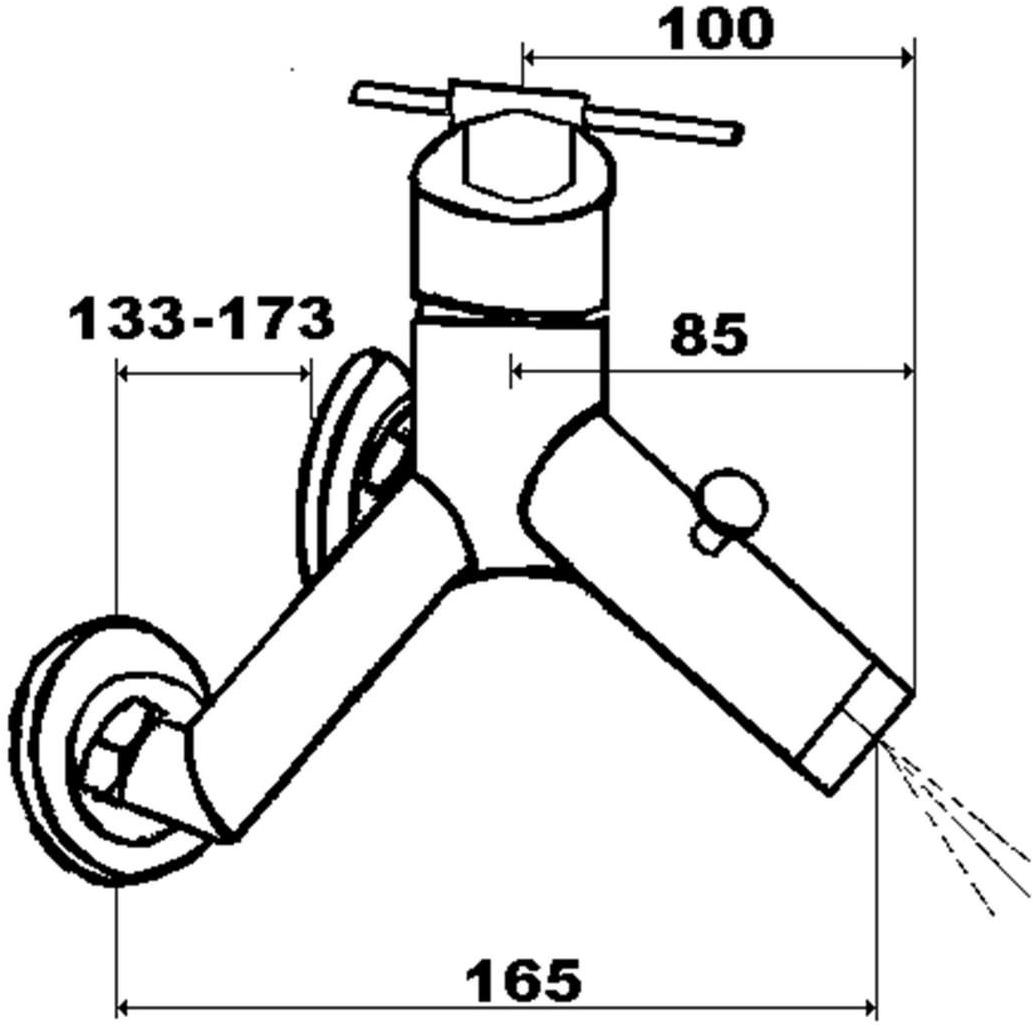 rvb Смеситель для ванны настенный, однорычажный, на 2 отверстия Dynamic 4527.11.31 - Вид №1