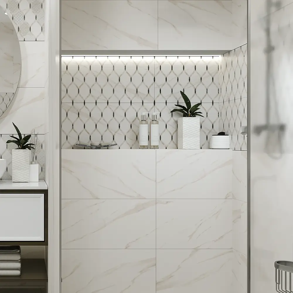 Настенная плитка Azori Astra в стиле кремового мрамора 31.5×63 см 87112449