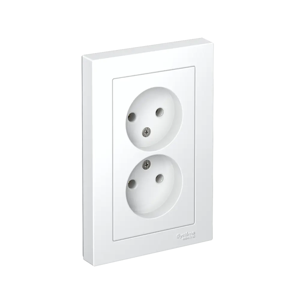 Розетка двойная встраиваемая Systeme Electric AtlasDesign без заземления цвет белый 89457349 STLM-2063916