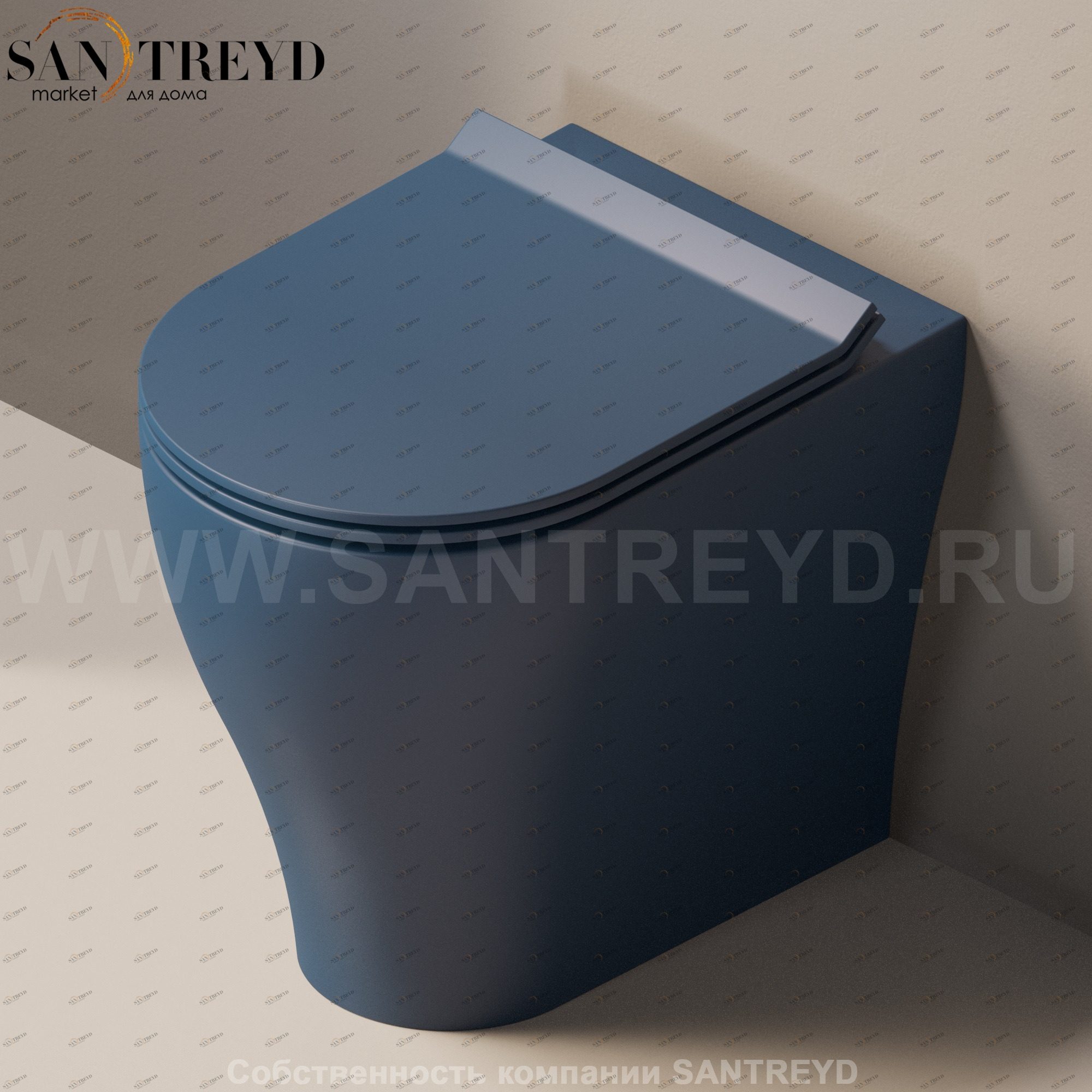 AP117RG7016 Приставной унитаз напольный Синий Ceramica Flaminia App Италия