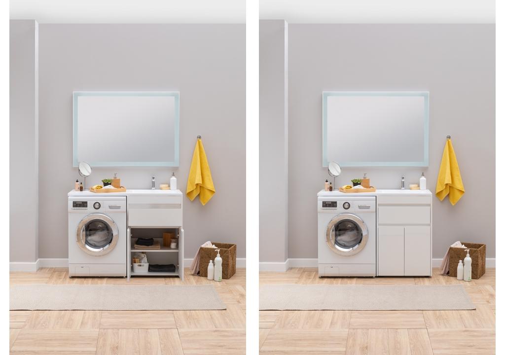 Тумба с раковиной Aquanet Токио 130 R белый (напольная, 1 ящик, 2 дверцы) 0023774600235502 - Вид №17