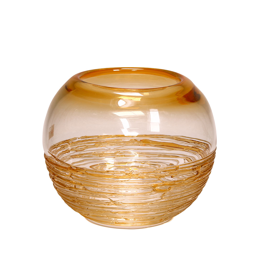 4569 ORIGINALMURANOGLASS Ваза-чаша Филанте Янтарь - муранское стекло OMG 30 см  - Вид №1