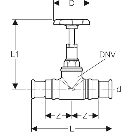 94866 Запорный вентиль Geberit Mapress прямой Geberit  - Вид №2