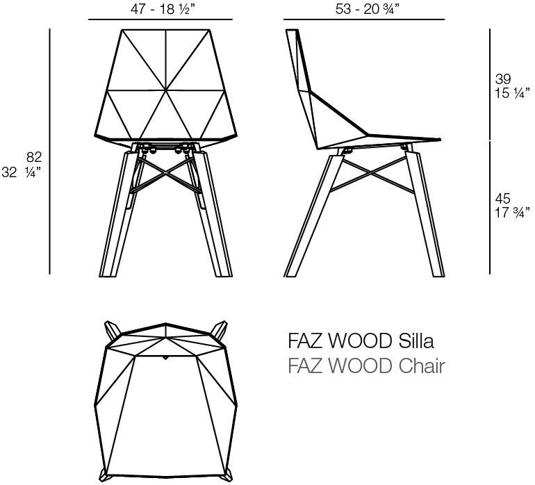 VONDOM Садовый стул из полипропилена Faz wood 54295, 54295f - Вид №3