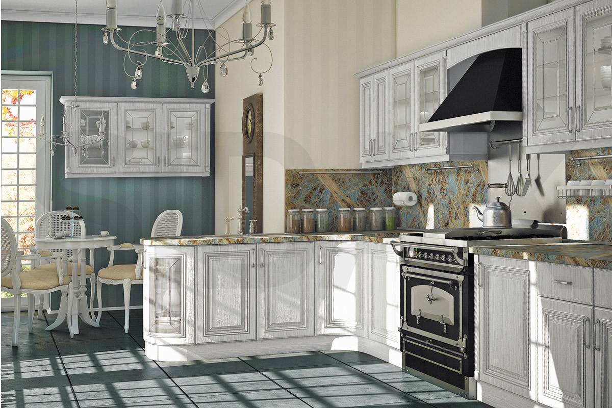 Фасады для кухни Патина Фрезеровка «Валентино+» Сапфир №276 SIDAK SIST2156-38 - Вид №1