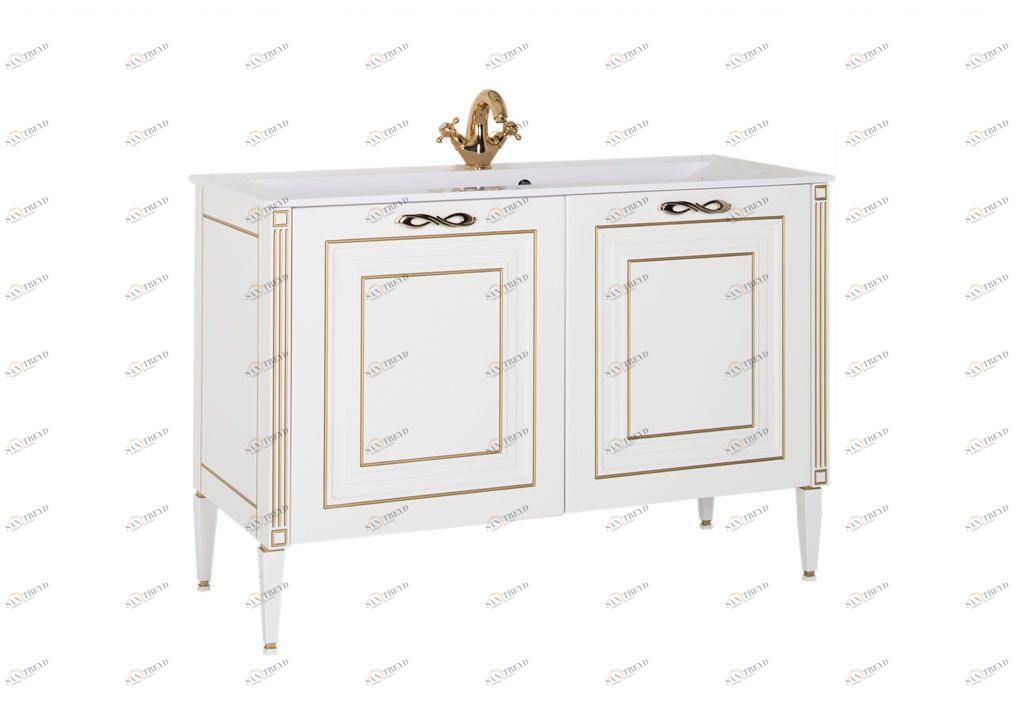 Тумба с раковиной Aquanet Паола 120 белый/золото (литьевой мрамор) 0018611400164747