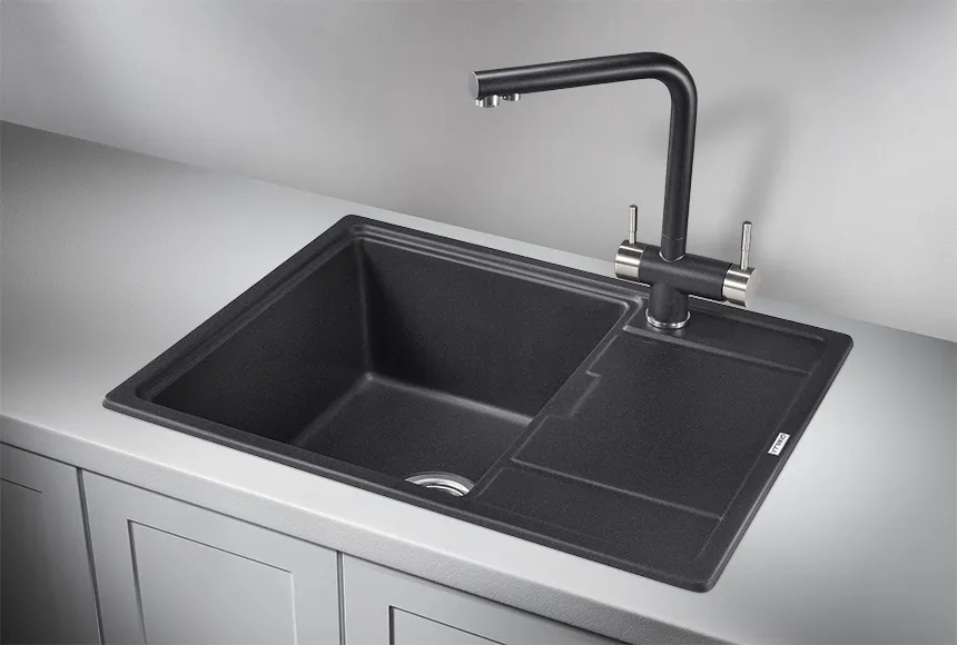 6503, ЧЁРНЫЙ, кухонная мойка, кварц GRANULA 6503-ST156