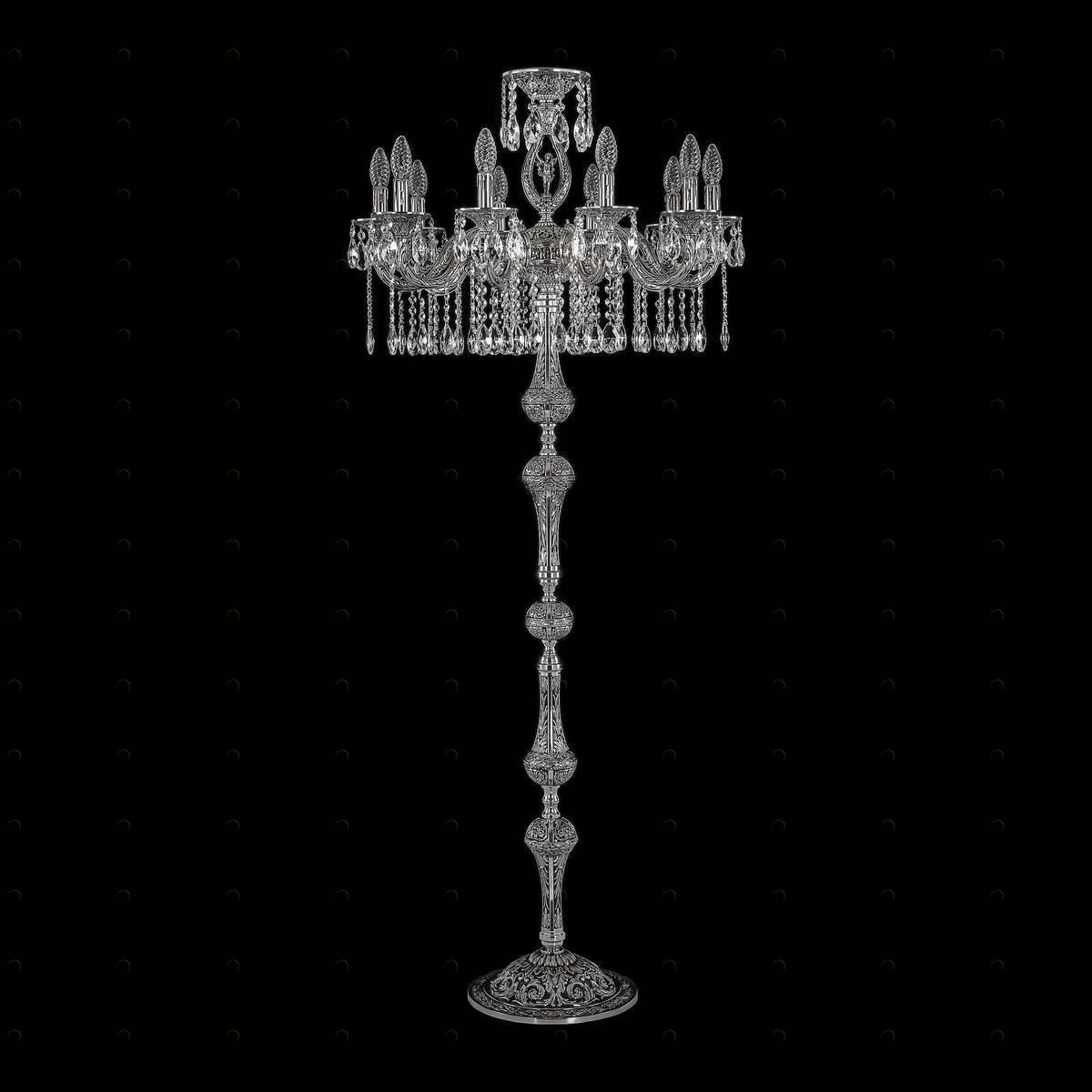 Торшер хрустальный 158х68 см никелевый Bohemia Ivele 71401T/10/210 A NB FA5S BOHEMIA IVELE СВЕЧА 00-3889388 Прозрачный;серебро 