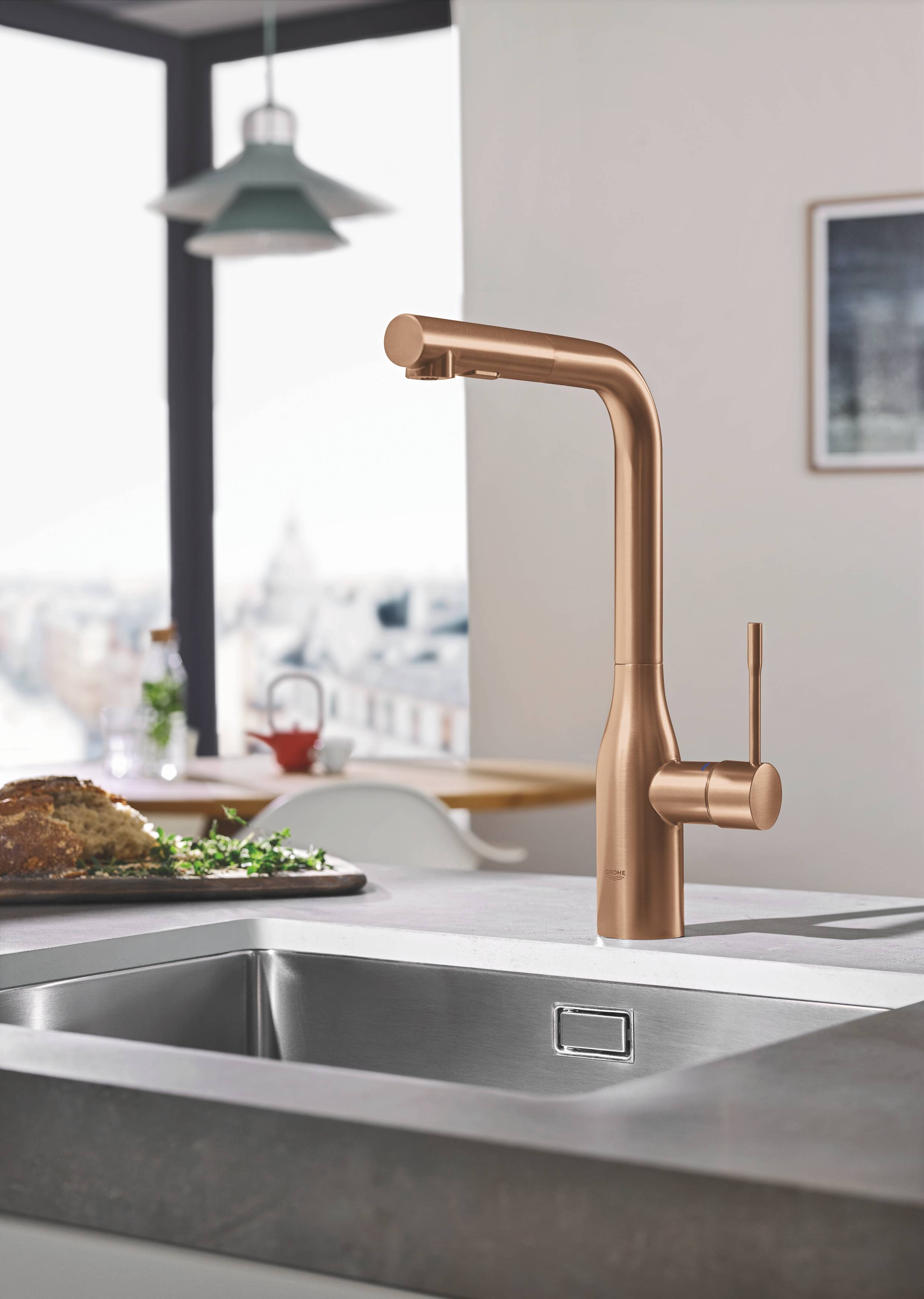 Смеситель для кухни GROHE Essence New, L-излив, тёплый закат матовый (30270DL0) - Вид №3