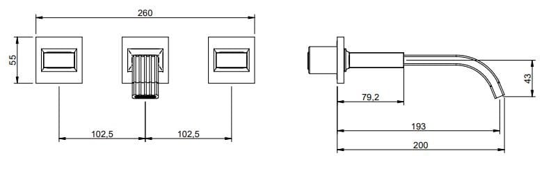 Латунный настенный смеситель для раковины с 3 отверстиями Rubinetterie Treemme ARCH-00092338 - Вид №3