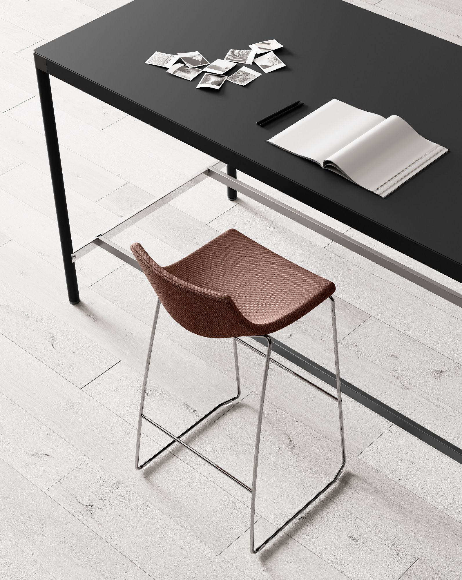 Высокий табурет из ткани с подставкой для ног Las Mobili SUPEROTTO ARCH-00094199 - Вид №1