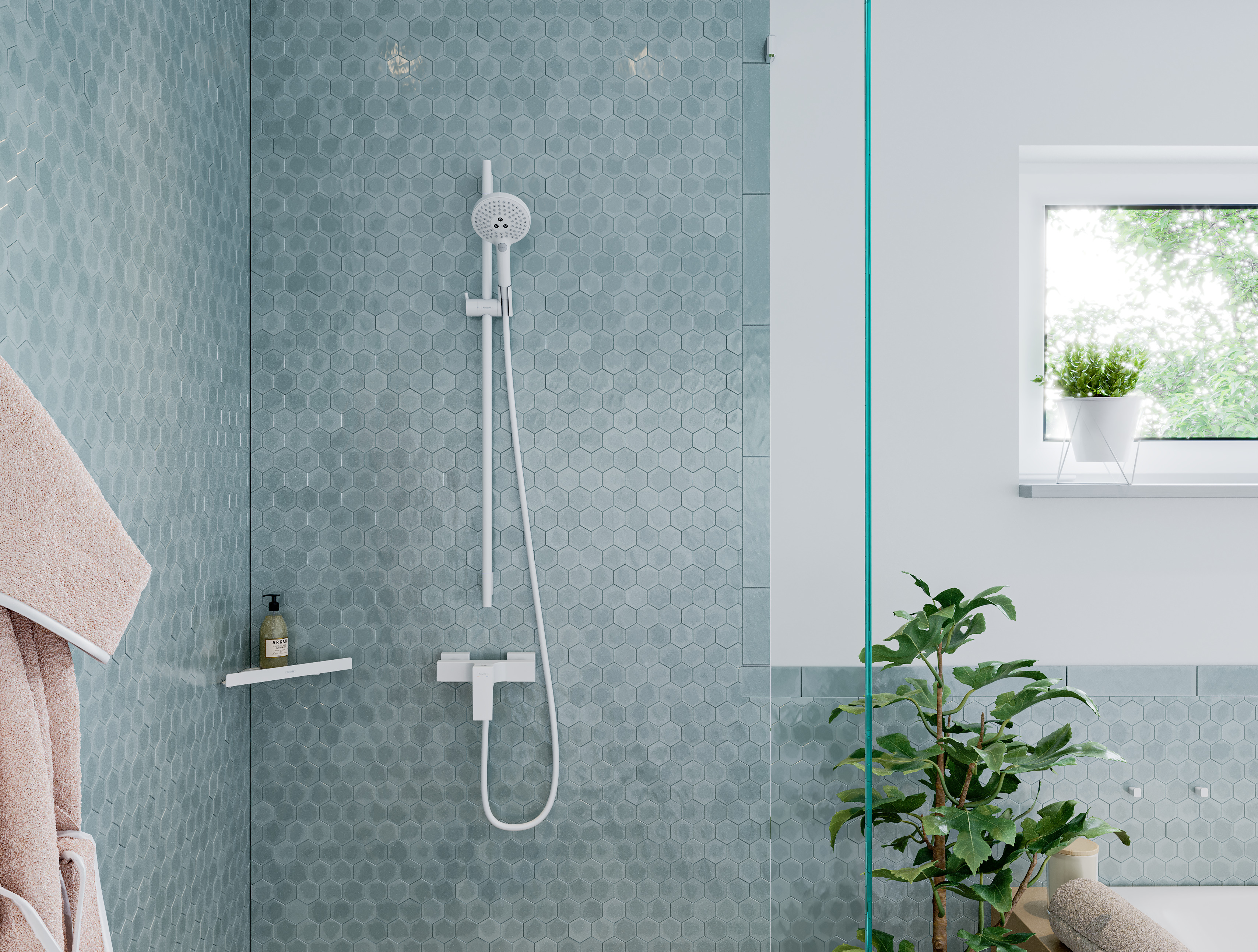 28631140 Unica Душевая штанга S Puro 90 см со шлангом Isiflex 160 см Hansgrohe  - Вид №1