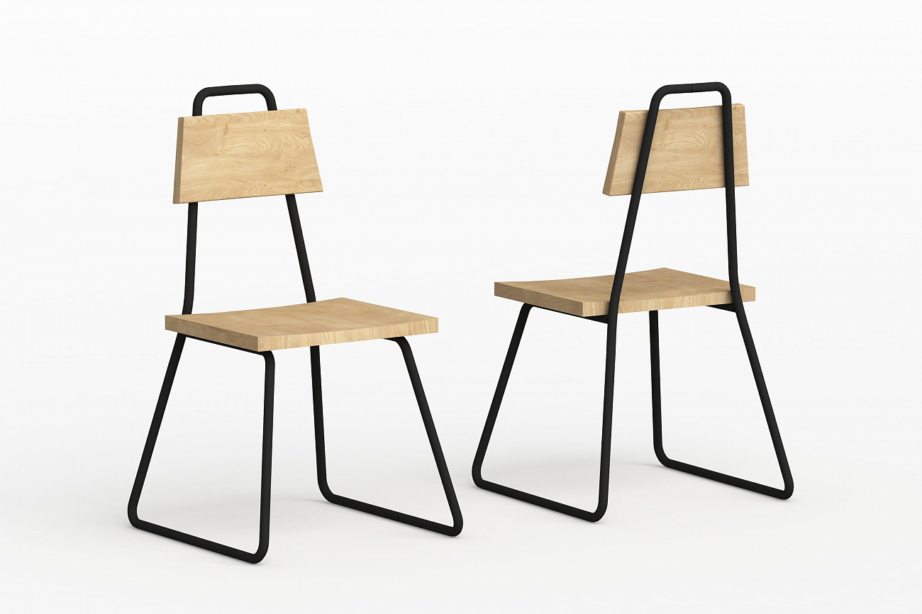 Стул с металлическими ножками и деревянным сиденьем морская волна Bauhaus WOODI  00-3966228 Голубой  - Вид №1