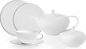 10668948 Mix&Match Сервиз чайно-столовый Mix&Match Синергия. Платиновый кант  на 6 персон 26 предметов, фарфор Фарфор костяной