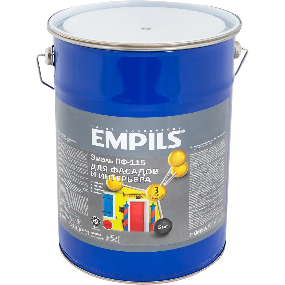 Эмаль ПФ-115 Empils PL 5 кг цвет серый STLM-2138218