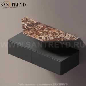 Agape ELL Подвесная столешница с возможностью установки 1-2 раковины. Размер: длина от 120 см до 140 см. Отделка: коричневый мрамор AELLN1MAA1214DD